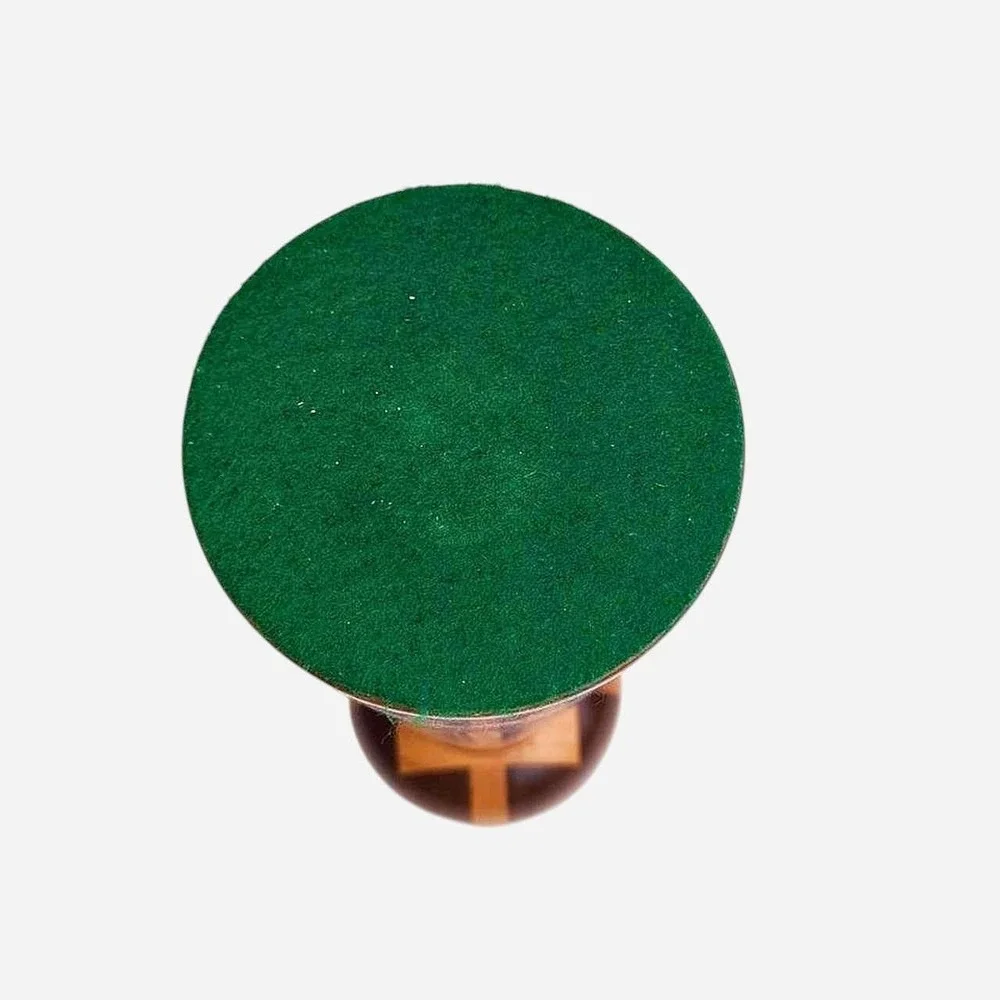 Vintage 1970s Hand Turned Multi-Wood Inlay Candlestick Taper Holder 10 Inch